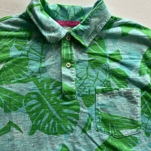 Lilly Pulitzer Men's Atlantique Polo Print Prep Green Love Me or Leaf Me